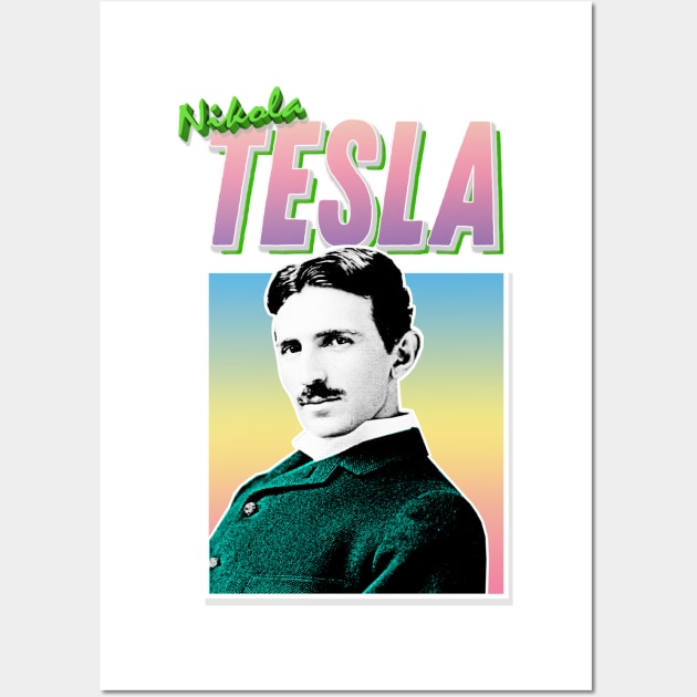 Nikola Tesla Graphic Design 90s Style Hipster Statement Tee Wall Art by DankFutura